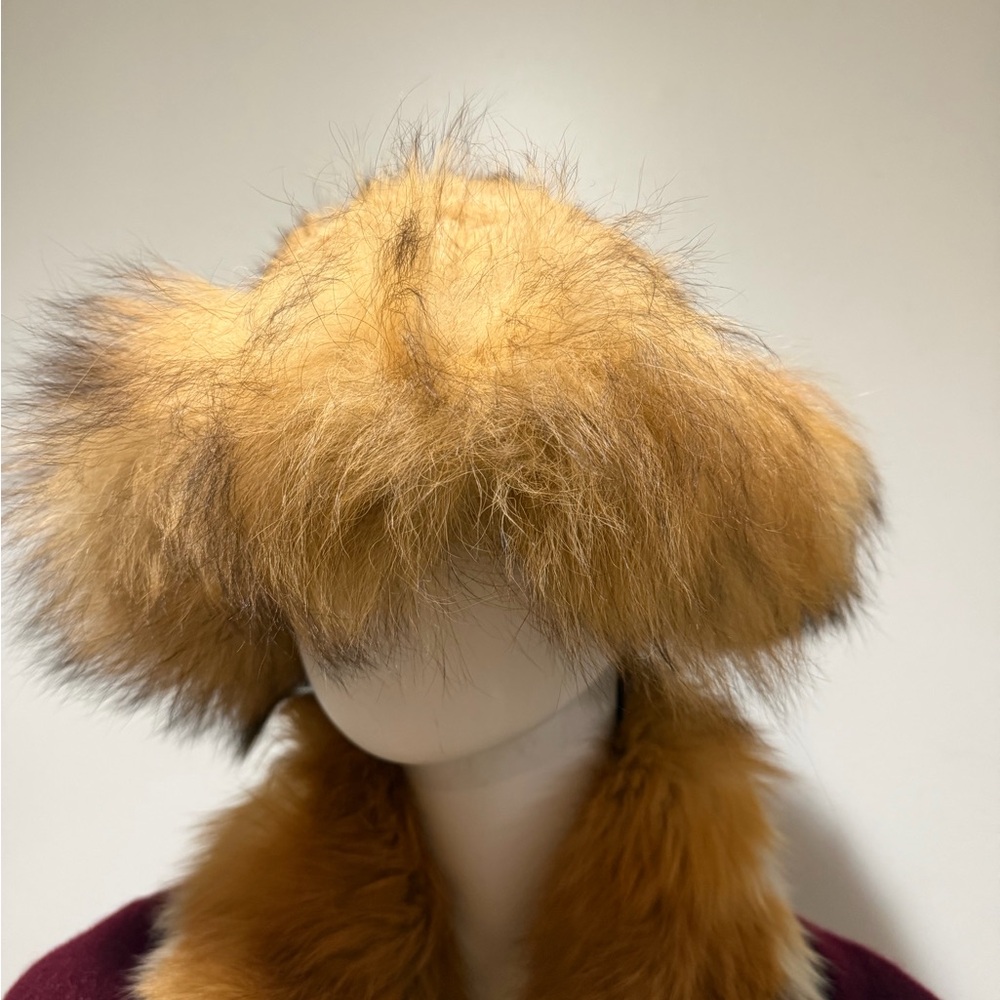 Red fox fur scarf & fox hat luxurious long hair Cossack hat new gold fox scarf - Picture 3 of 16